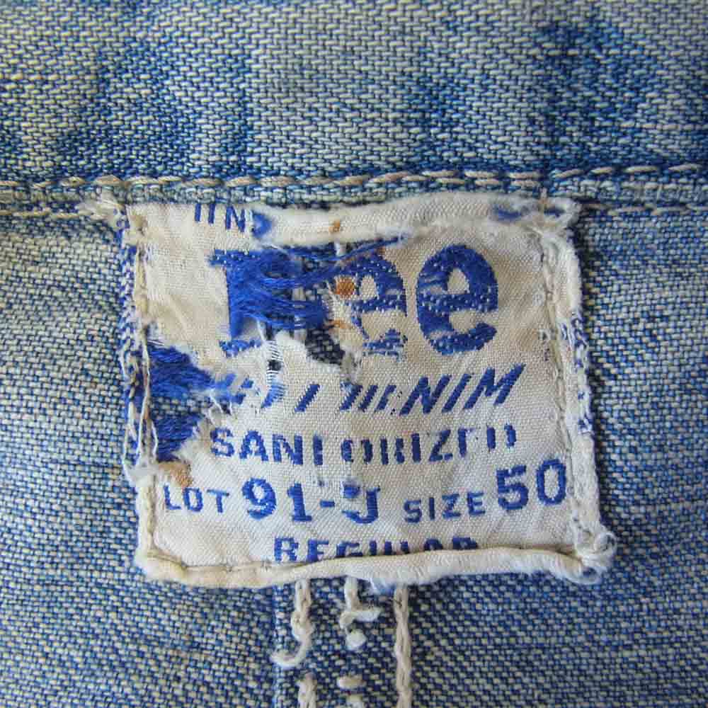 ほ*ー様 40s 50s オリジナル lee 91J 42 LONG デニム カ 40s〜50s オリジナル lee 91-J カバーオール size48 希少ビッグサイズ