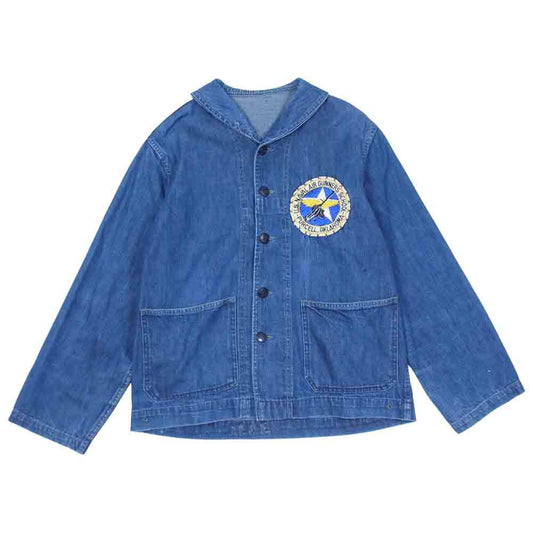 40~50s U.S.NAVY ショールカラー デニム シャツ ジャケット インディゴブルー系 表記無し【中古】