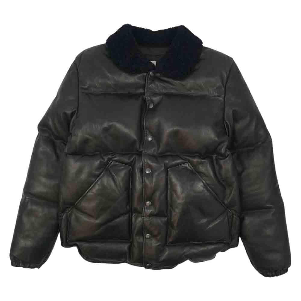 Ron Herman ロンハーマン 襟ボア シープレザー オールレザー ダウン ジャケット ブラック系 M【中古】