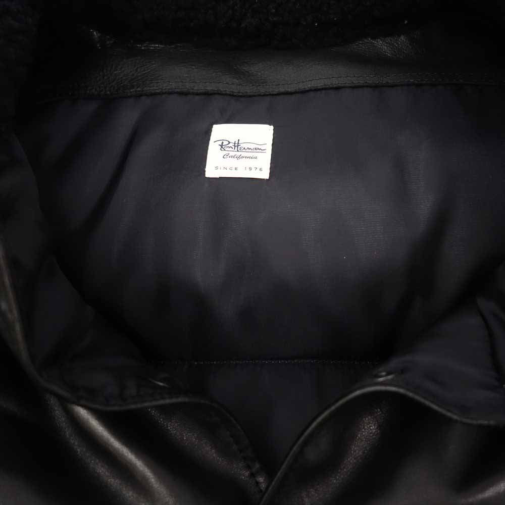 Ron Herman ロンハーマン 襟ボア シープレザー オールレザー ダウン ジャケット ブラック系 M【中古】