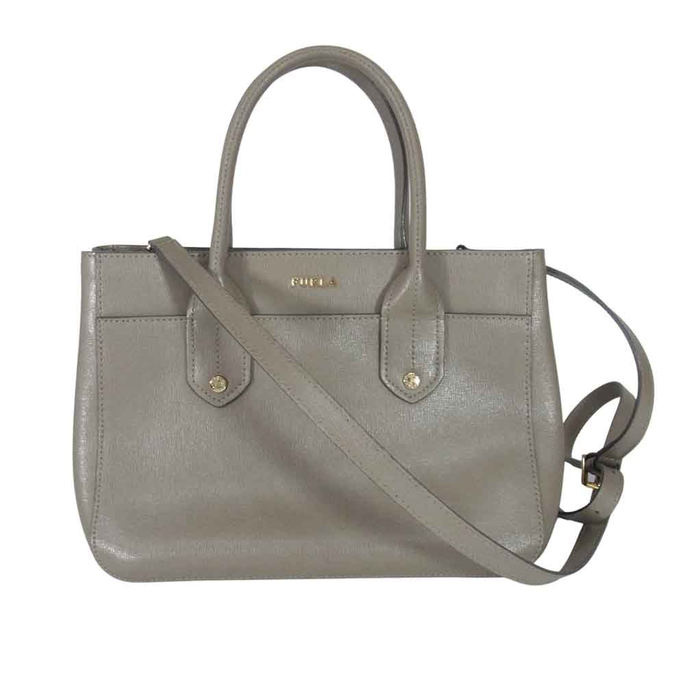 Furla フルラ 2WAY ショルダー ハンド バッグ グレー系【中古】