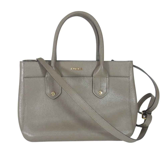 Furla フルラ 2WAY ショルダー ハンド バッグ グレー系【中古】