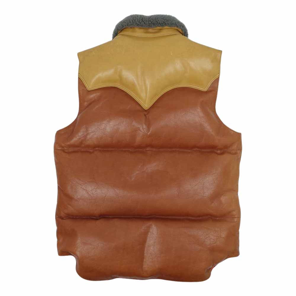 ロッキーマウンテンフェザーベッド Leather Down Vest オールレザー ダウンベスト ブラウン系 38【中古】