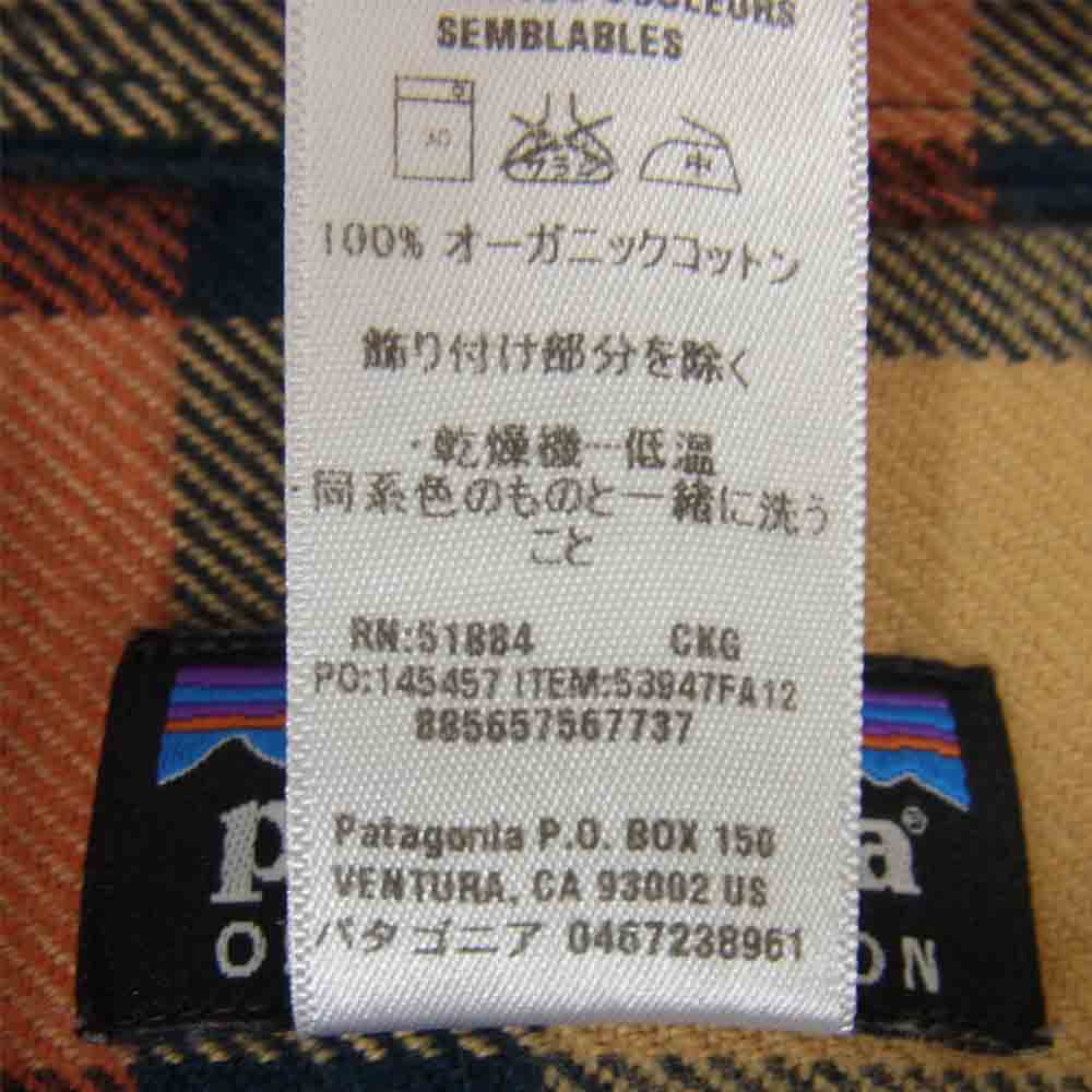 patagonia パタゴニア 12AW 53947 L/S Fjord Flannel Shirt ロングスリーブ フィヨルド フランネル シャツ ネイビー系 M【中古】
