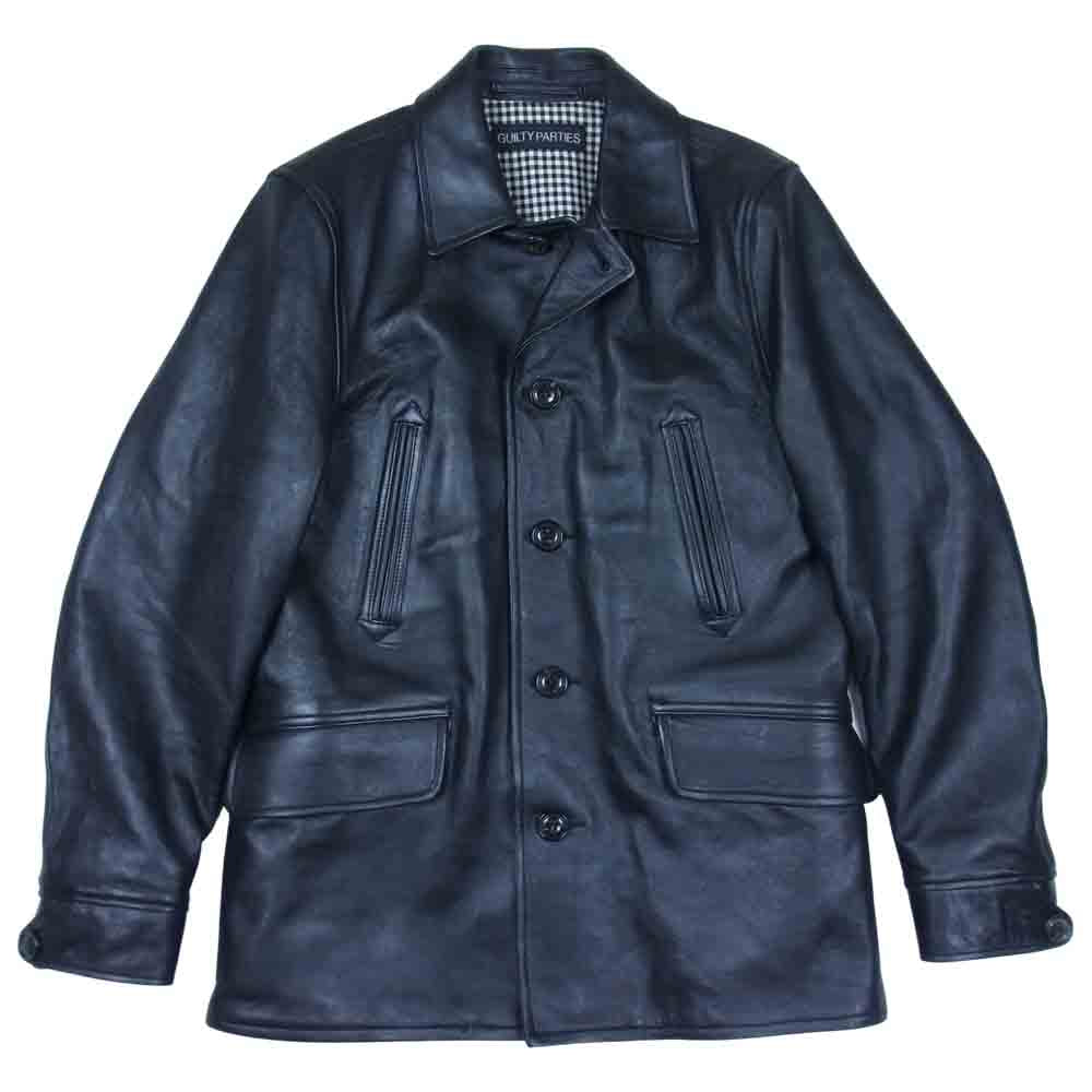 WACKO MARIA ワコマリア 15AW LEATHER CAR COAT ラムレザー カー コート ブラック系 L【中古】