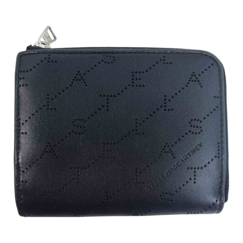 Stella McCartney ステラマッカートニー パンチングロゴ L字 ジップ ウォレット 財布 ブラック系【中古】