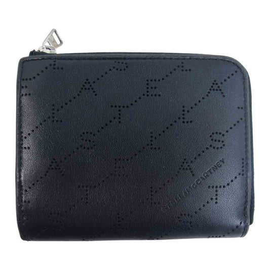 Stella McCartney ステラマッカートニー パンチングロゴ L字 ジップ ウォレット 財布 ブラック系【中古】