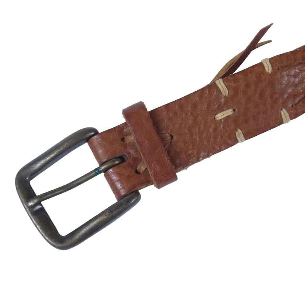 VISVIM ビズビム BULLWHIP BELT メッシュレザーベルト メッシュ ベルト レザー ブラウン系【中古】