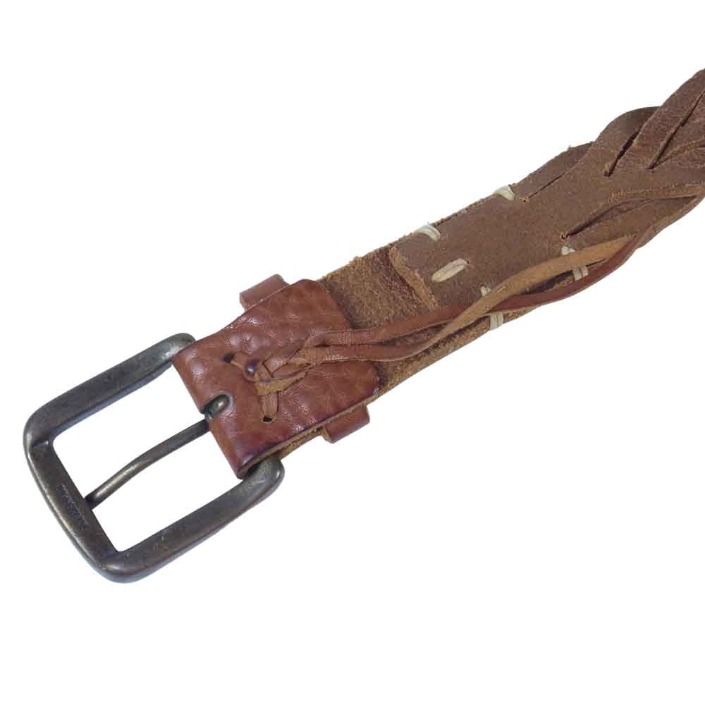 VISVIM ビズビム BULLWHIP BELT メッシュレザーベルト メッシュ ベルト レザー ブラウン系【中古】