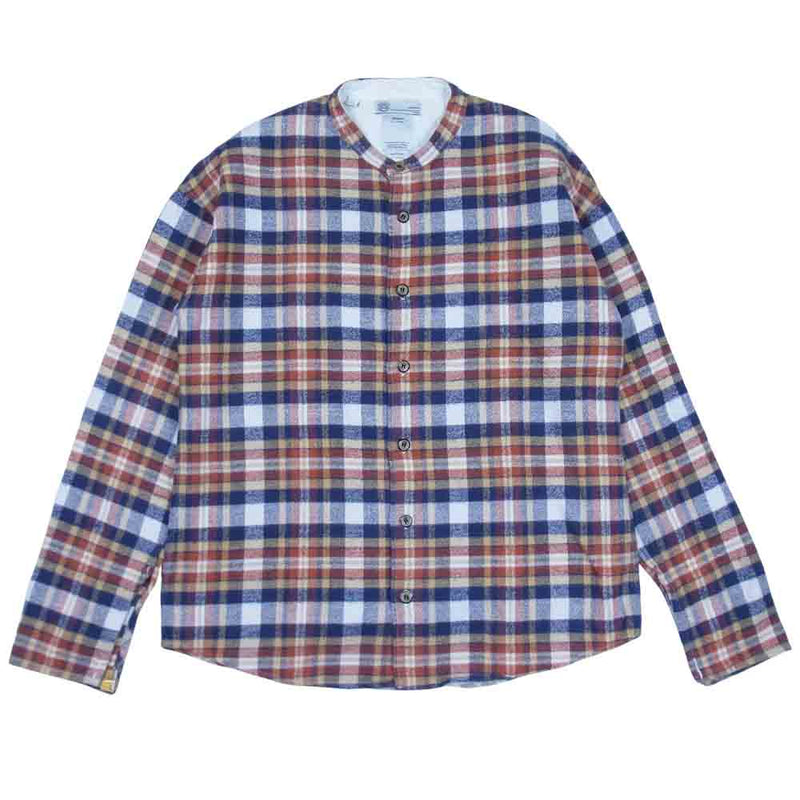 VISVIM ビズビム 12AW 0112205011020 BUNYAN SHIRT L/S チェック ノーカラー シャツ 紺橙系 3【中古】