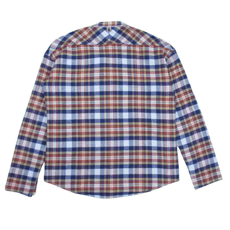 VISVIM ビズビム 12AW 0112205011020 BUNYAN SHIRT L/S チェック ノーカラー シャツ 紺橙系 3【中古】