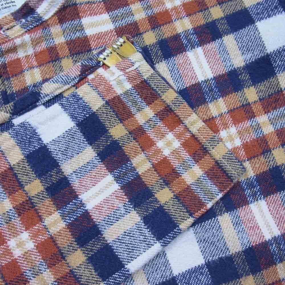 VISVIM ビズビム 12AW 0112205011020 BUNYAN SHIRT L/S チェック ノーカラー シャツ 紺橙系 3【中古】