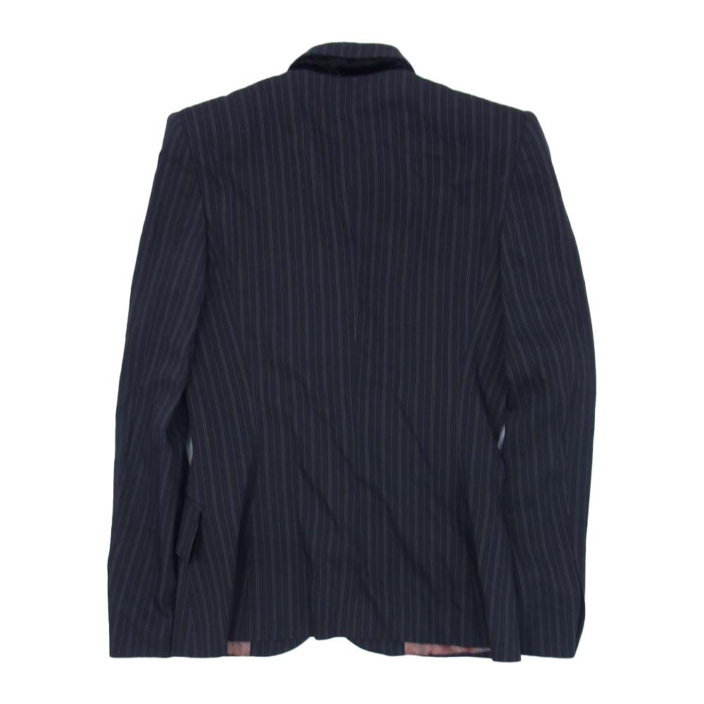 DOLCE&GABBANA ドルチェアンドガッバーナ イタリア製 裏地シルク ストライプ スーツ セットアップ ネイビー系 26/40【中古】