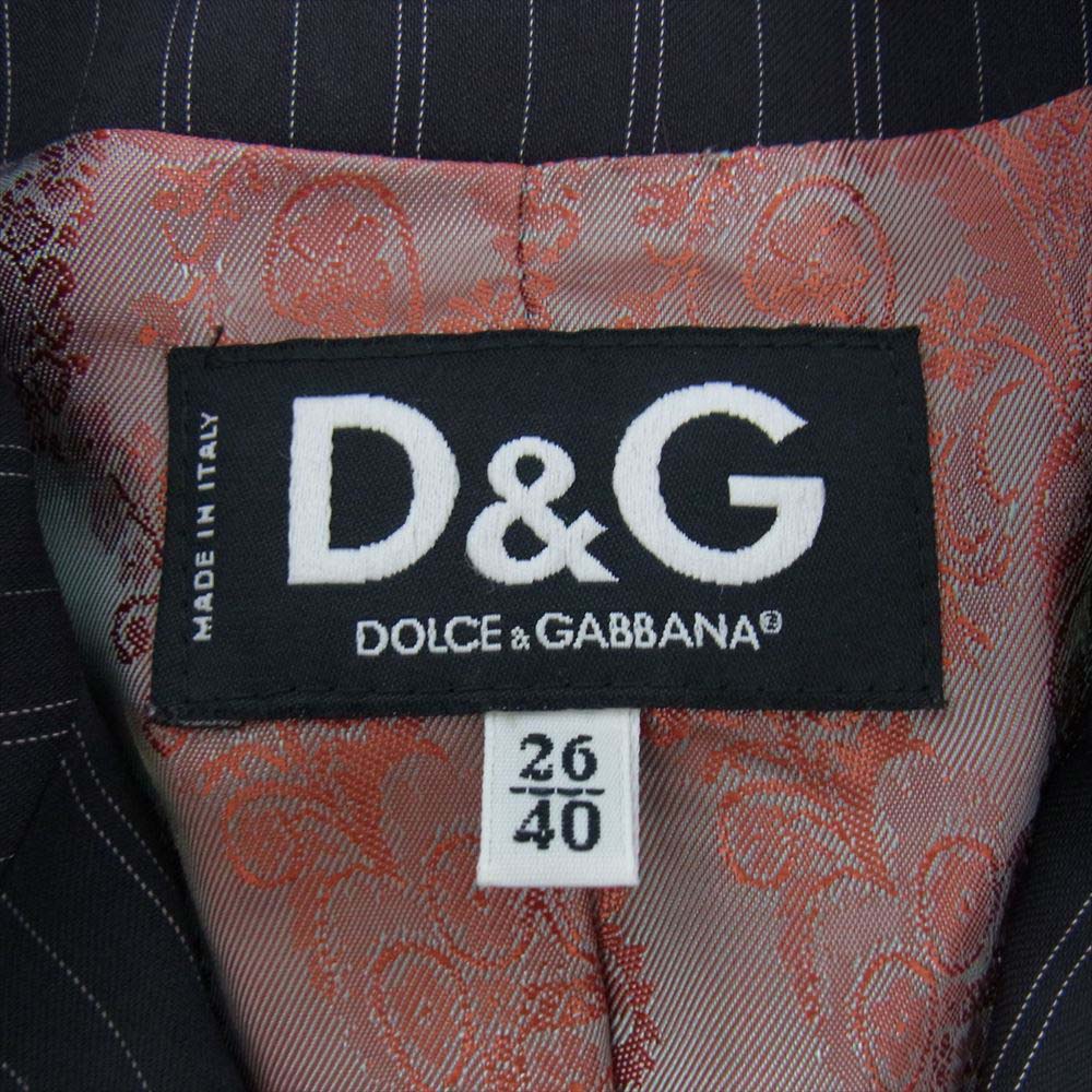 DOLCE&GABBANA ドルチェアンドガッバーナ イタリア製 裏地シルク ストライプ スーツ セットアップ ネイビー系 26/40【中古】