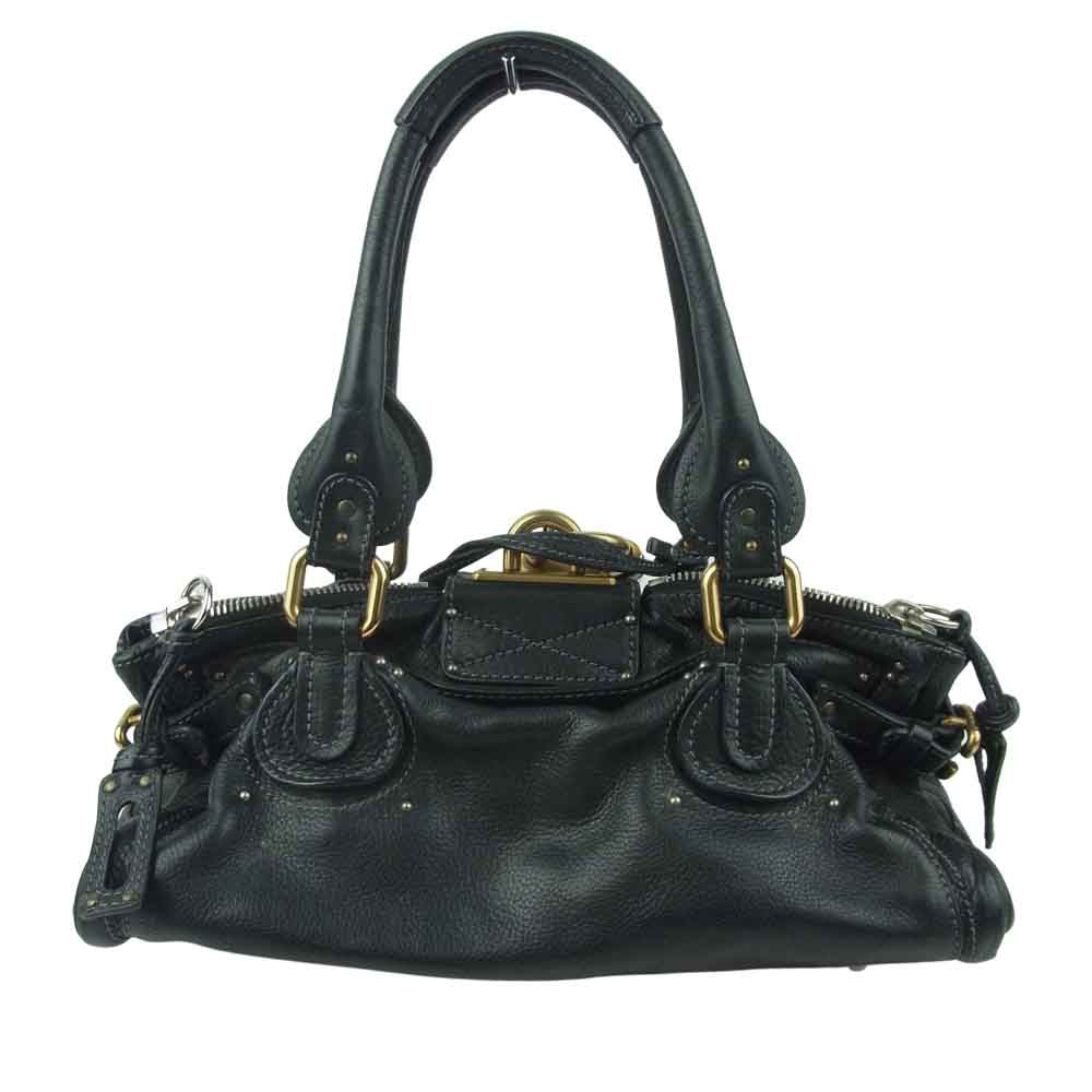Chloe クロエ パディントン パドロック カデナ レザー ハンドバッグ ブラック系【中古】