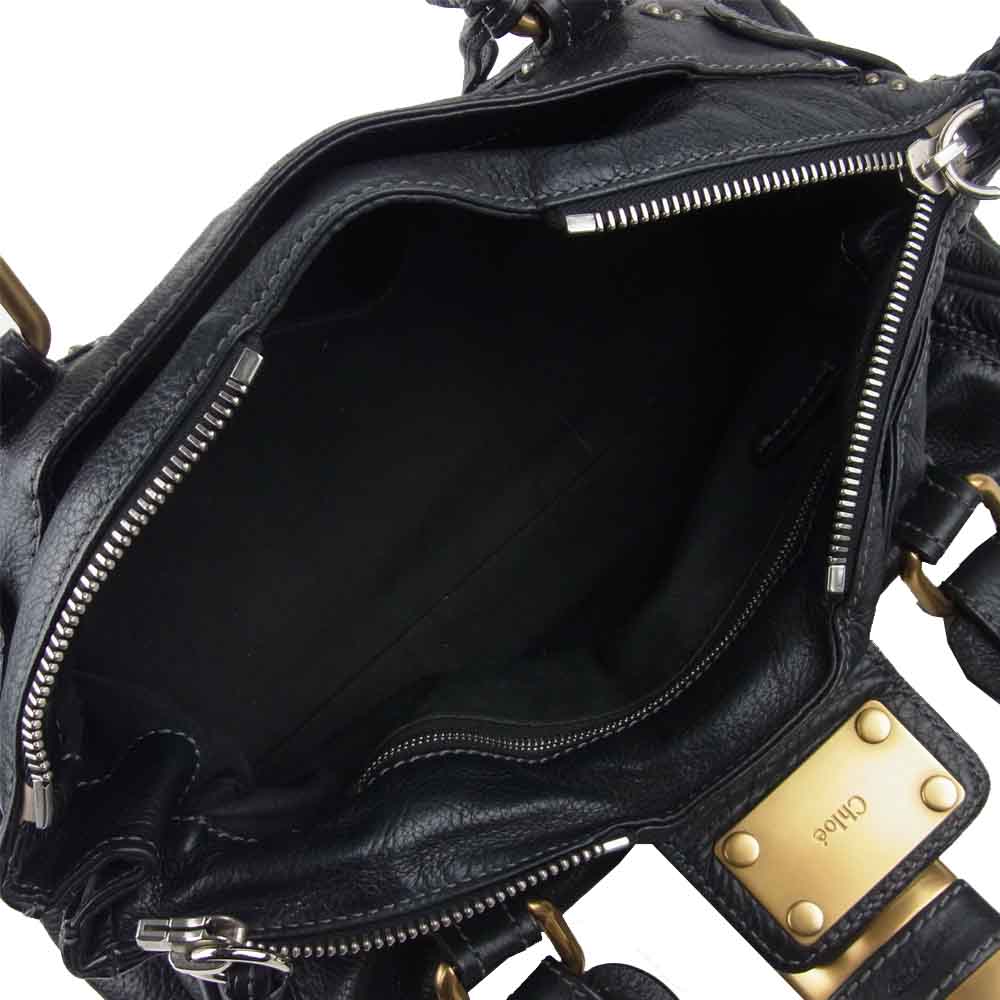 Chloe クロエ パディントン パドロック カデナ レザー ハンドバッグ ブラック系【中古】