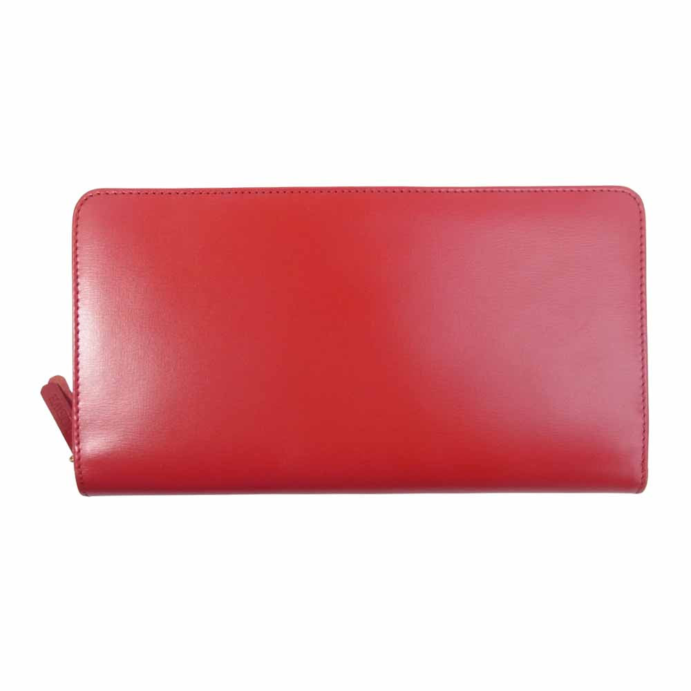 LOEWE ロエベ Wホック ロゴ ファスナー ウォレット 長財布 レッド系【極上美品】【中古】