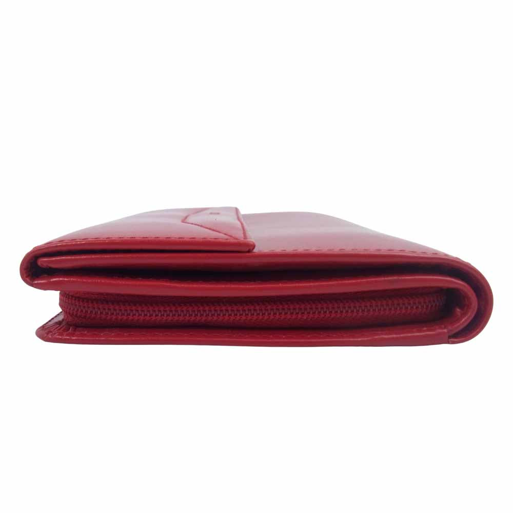 LOEWE ロエベ Wホック ロゴ ファスナー ウォレット 長財布 レッド系【極上美品】【中古】