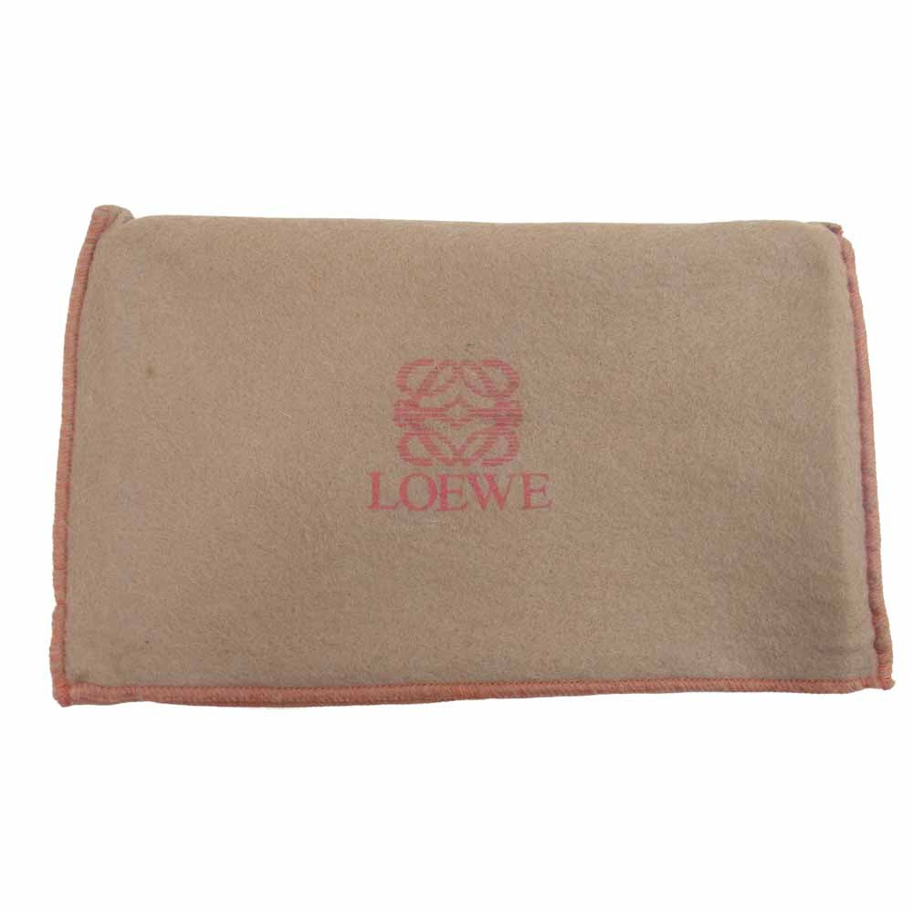 LOEWE ロエベ Wホック ロゴ ファスナー ウォレット 長財布 レッド系【極上美品】【中古】