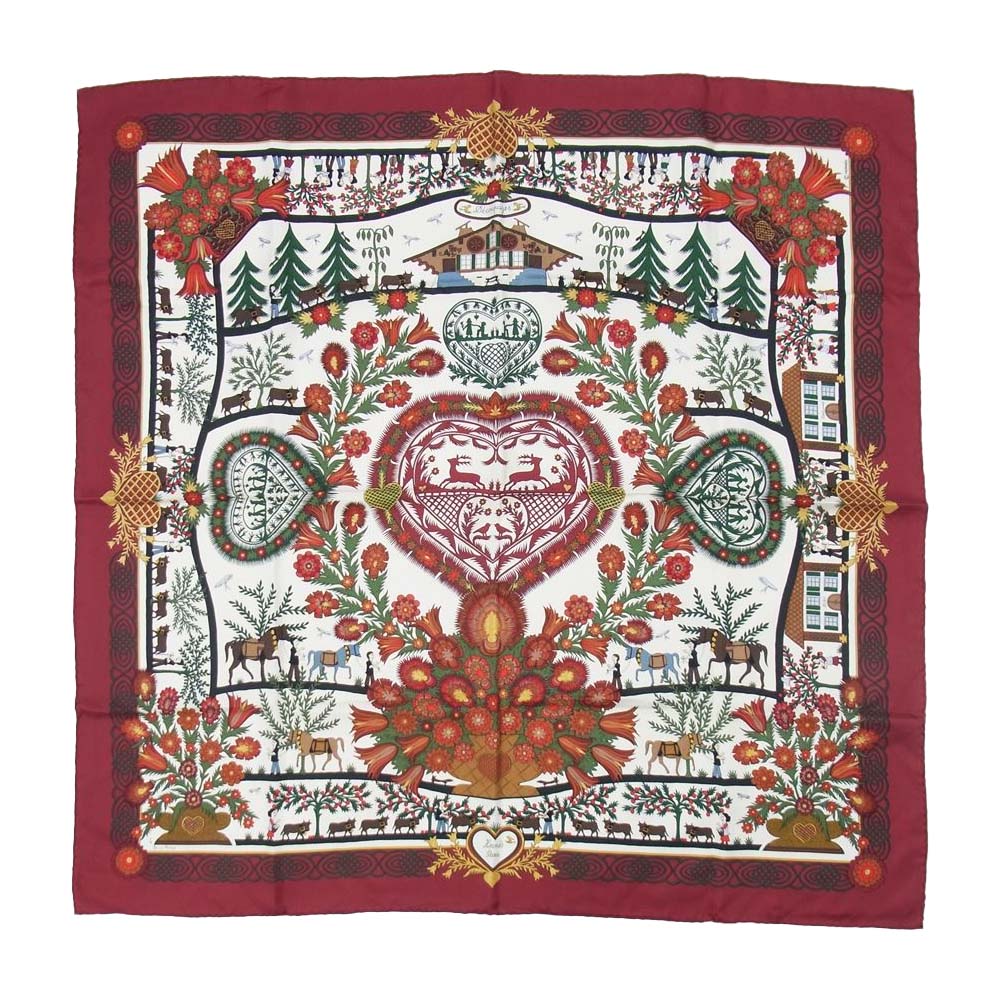 HERMES エルメス カレ 90 Decoupages シルク 切り絵 スカーフ マルチカラー系【極上美品】【中古】