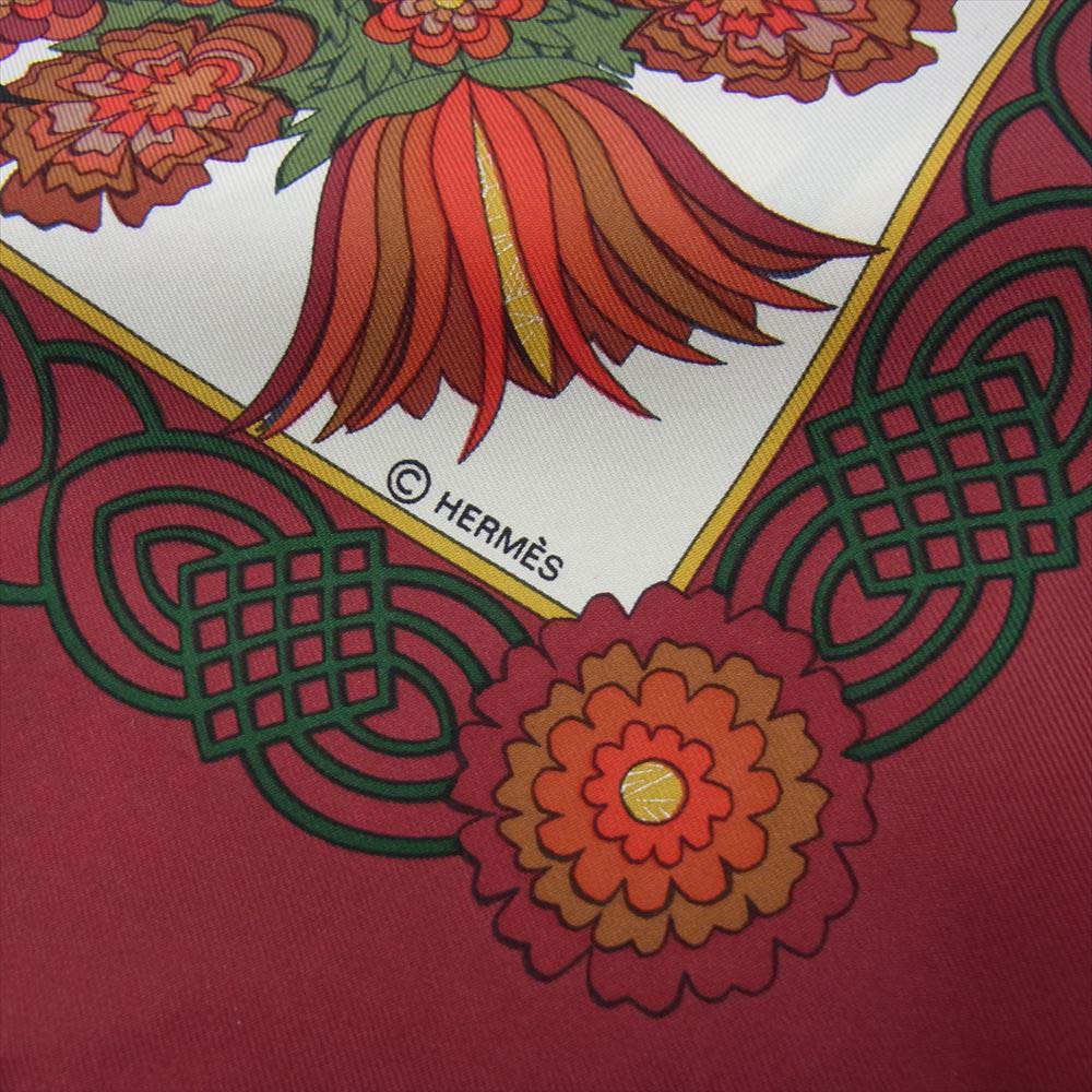 【美品】HERMES エルメス　カレ 90　スカーフ　切り絵　赤　シルク