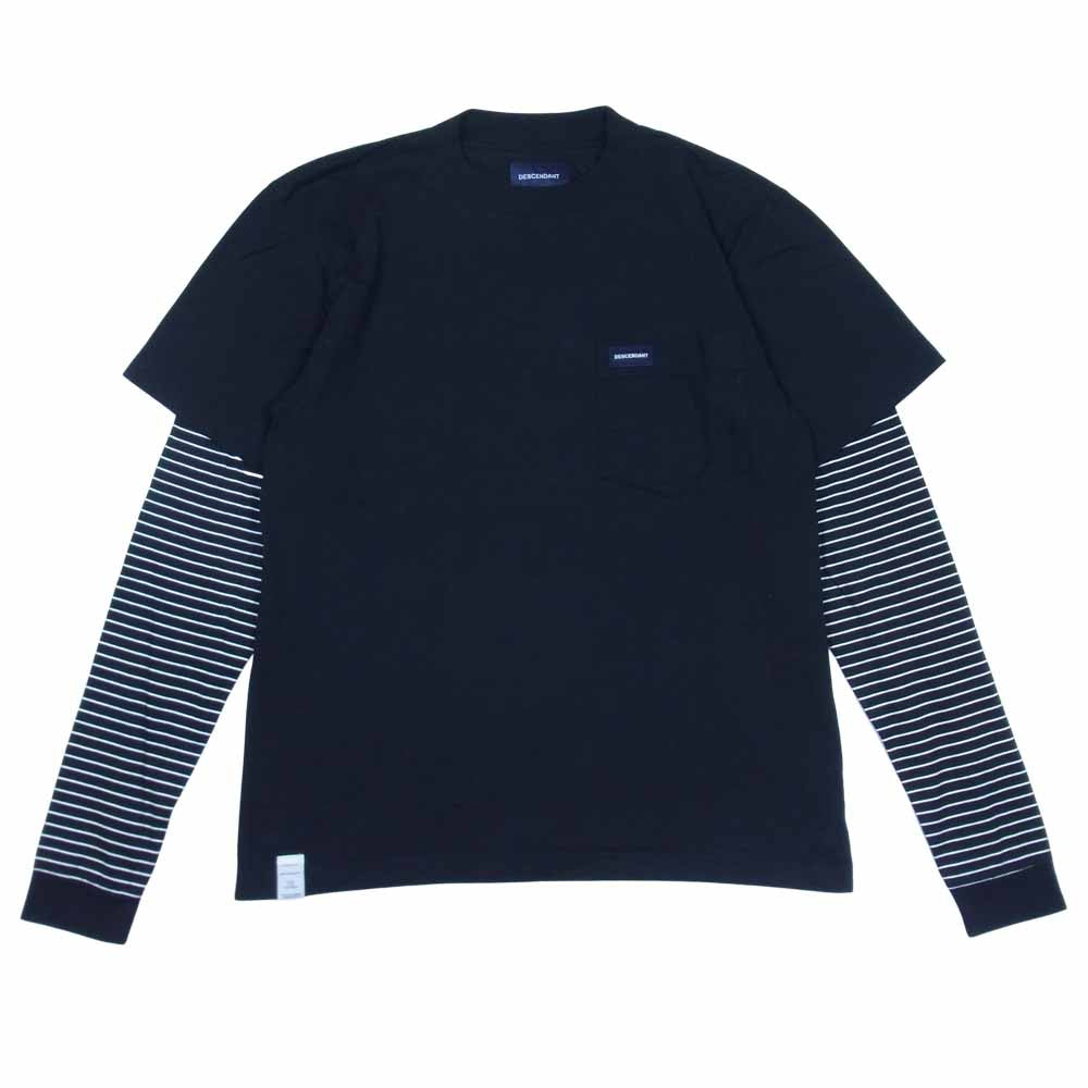 DESCENDANT ディセンダント LAYERED BORDER L/S TEE レイヤード ボーダー 長袖 Tシャツ ダークネイビー系 1【中古】