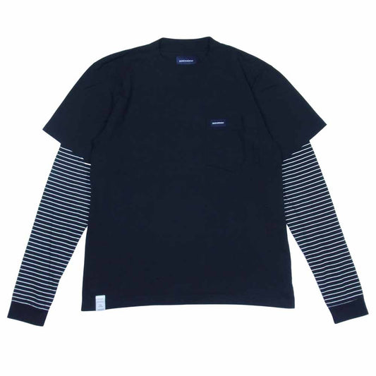 DESCENDANT ディセンダント LAYERED BORDER L/S TEE レイヤード ボーダー 長袖 Tシャツ ダークネイビー系 1【中古】