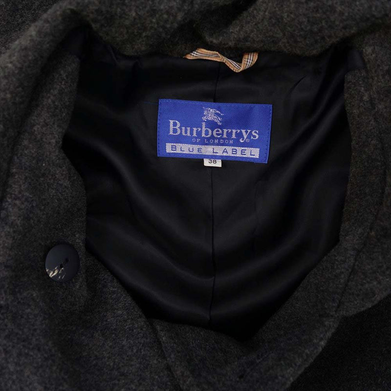 BURBERRY BLUE LABEL バーバリーブルーレーベル フード付き ウール コート グレー系 38【中古】