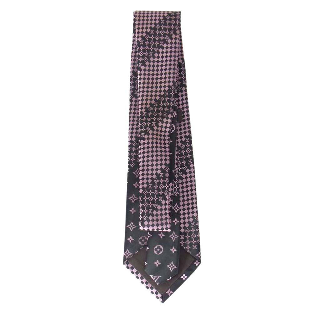 LOUIS VUITTON ルイ・ヴィトン シルク100％ モノグラム ネクタイ ブラック ピンク【中古】