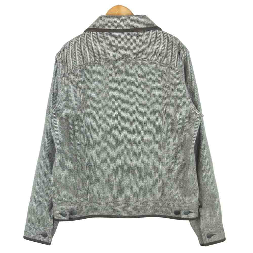 GANRYU ガンリュウ COMME des GARCONS コムデギャルソン AD2013 EJ-J004 カシミヤ混 ショールカラー ヘリンボーン ジャケット グレー系 M【中古】