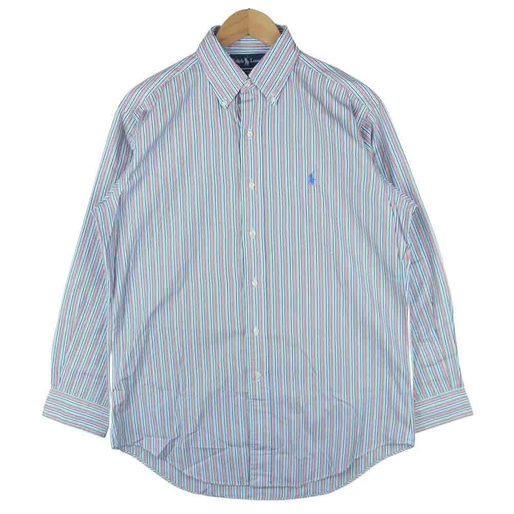 ラルフローレン 90s パッチワークシャツ ボタンダウン 半袖 ポニー刺繍 