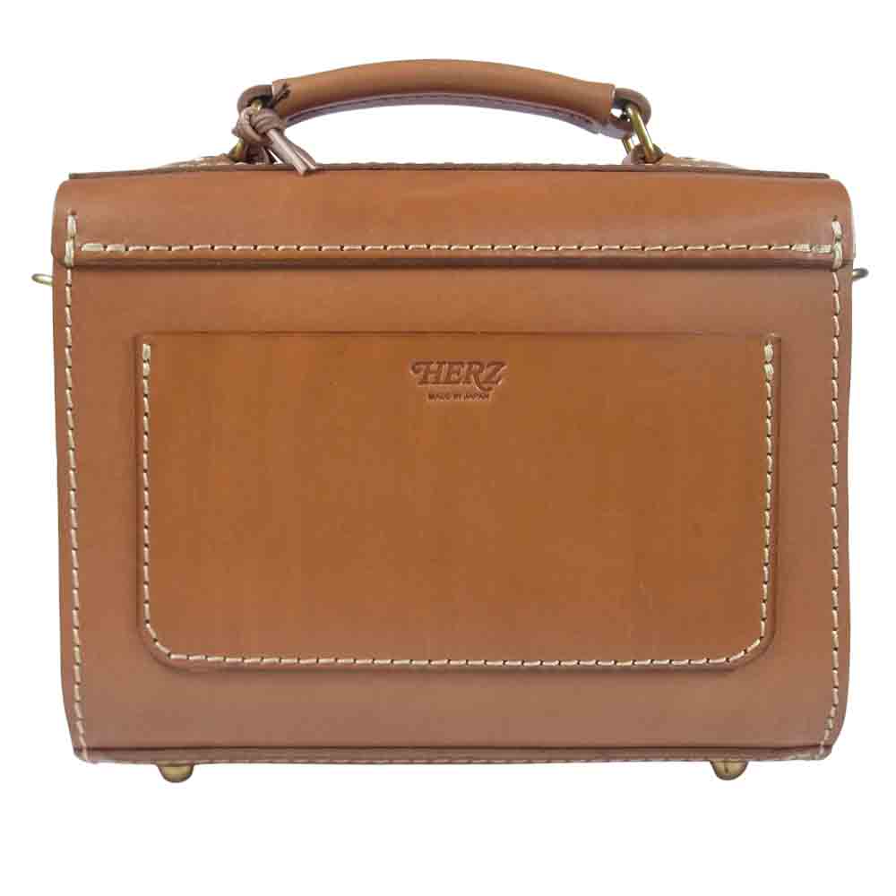 HERZ ヘルツ CW-2 2way 樽型 ミニ レザー ショルダーバッグ ブラウン系【美品】【中古】