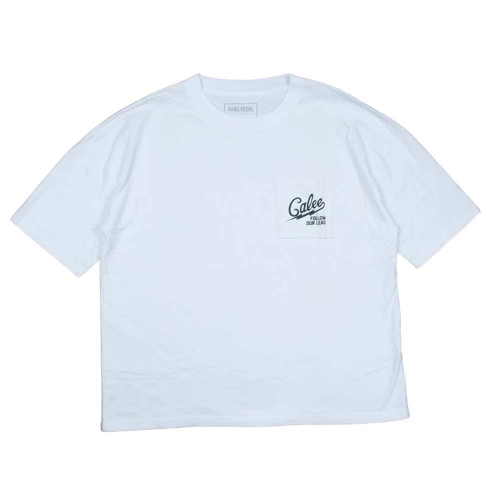CALEE キャリー Drop shoulder pocket tee ドロップショルダー ポケット付き ロゴ クルーネック 半袖Tシャツ ホワイト系 L【中古】
