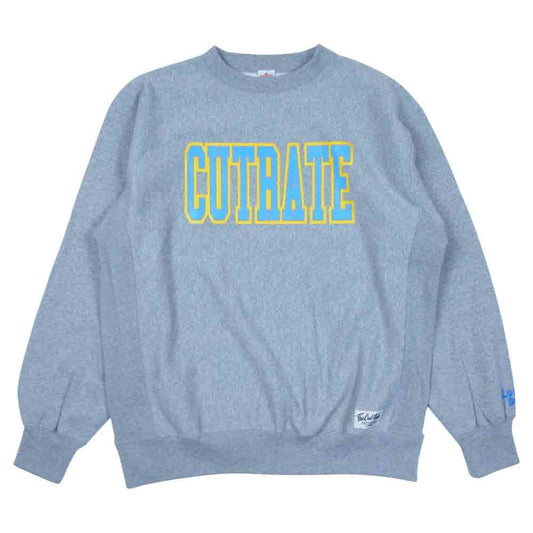 CUT RATE カットレイト ロゴ クルーネック スウェット トレーナー グレー系 XL【美品】【中古】