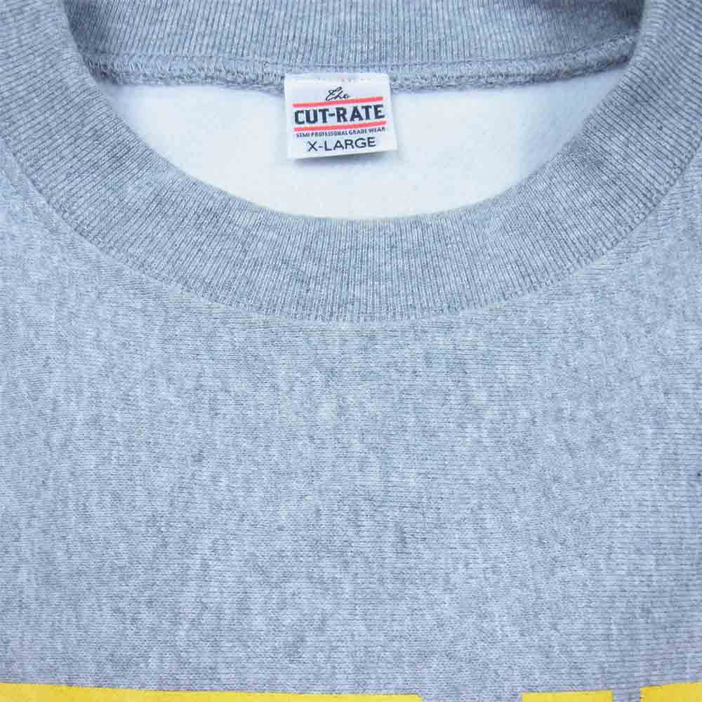 CUT RATE カットレイト ロゴ クルーネック スウェット トレーナー グレー系 XL【美品】【中古】