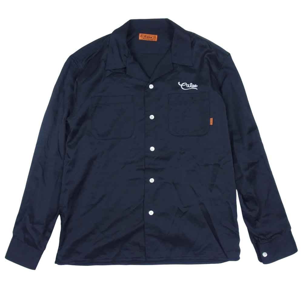 CALEE キャリー レーヨン オープン カラー シャツ 長袖シャツ 日本製 ブラック系 L【中古】