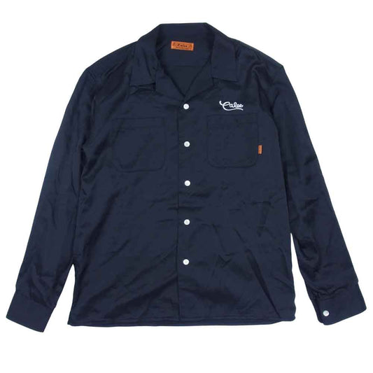CALEE キャリー レーヨン オープン カラー シャツ 長袖シャツ 日本製 ブラック系 L【中古】