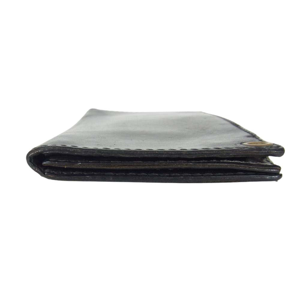 LOST CONTROL ロストコントロール 2スナップ レザー 二つ折り財布 ウォレット ブラック系【中古】