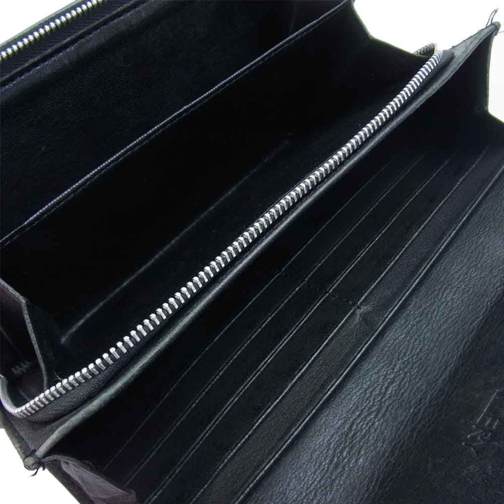 RUDE GALLERY ルードギャラリー スカル 2 スナップ ラウンドジップ レザー ウォレット 長財布 ブラック系【中古】
