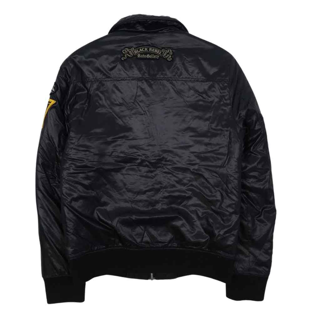 RUDE GALLERY ルードギャラリー BLACK REBEL ブラックレベル 袖ワッペン リブ切替 ナイロン ブルゾン ブラック系 S【中古】