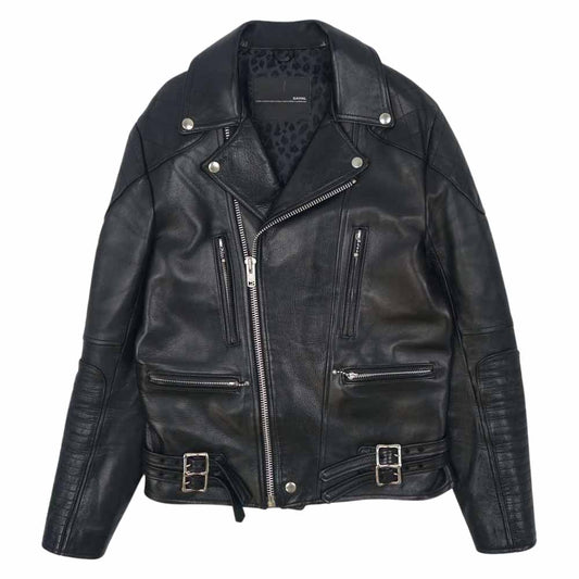 GAVIAL ガヴィル 14AW GVL-14AWT-0202 LEATHER DOUBLE RIDERS JACKET ホースハイド レザー ダブル ライダース ジャケット ブラック系 L【中古】