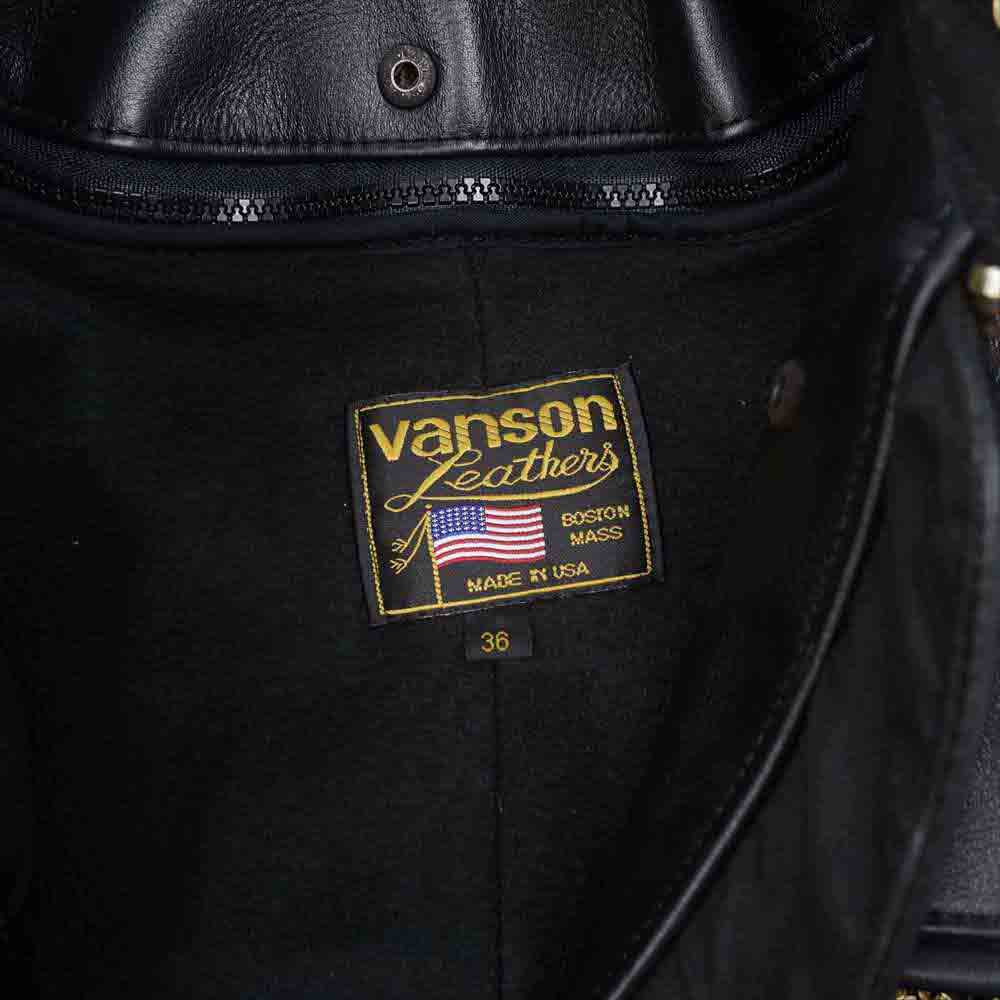 VANSON バンソン モデルB シングル ライダース ジャケット ブラック系 36【中古】