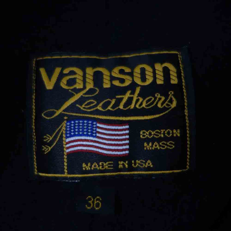 VANSON バンソン モデルB シングル ライダース ジャケット ブラック系 36【中古】