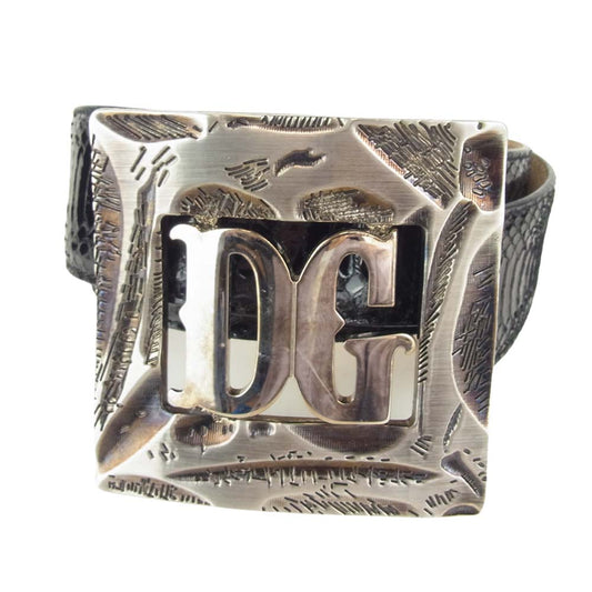 DOLCE&GABBANA ドルチェアンドガッバーナ ロゴ レザー ベルト ブラック系【中古】
