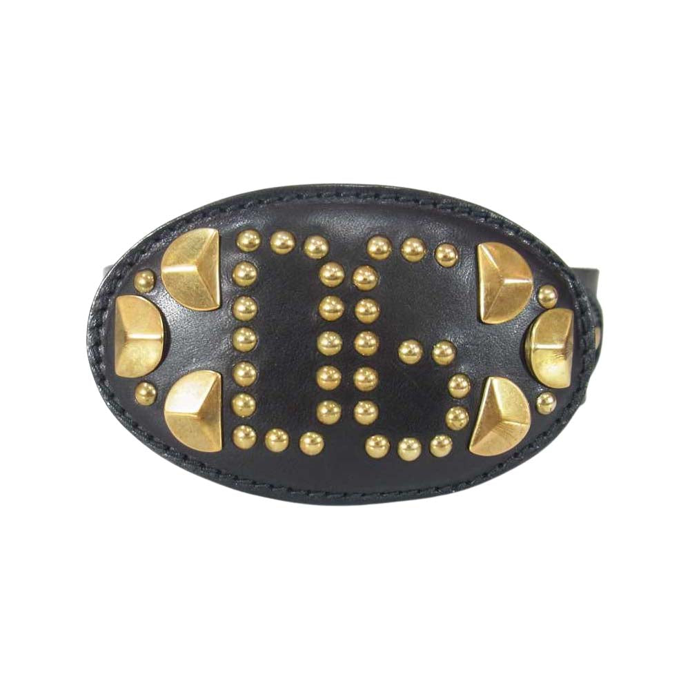 DOLCE&GABBANA ドルチェアンドガッバーナ スタッズ ロゴ レザー ベルト ブラック系【中古】