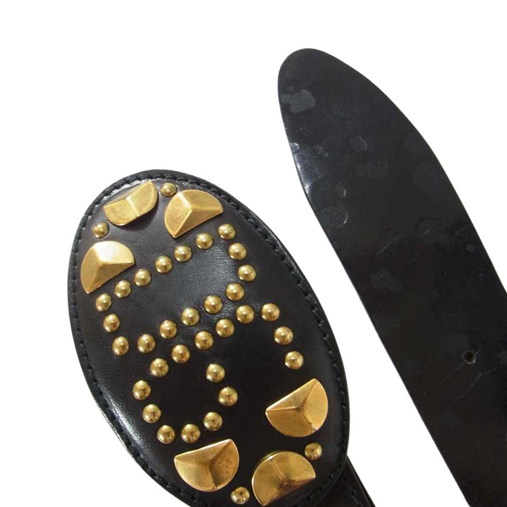 DOLCE&GABBANA ドルチェアンドガッバーナ スタッズ ロゴ レザー ベルト ブラック系【中古】