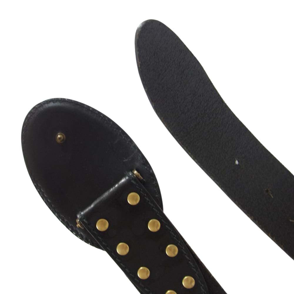 DOLCE&GABBANA ドルチェアンドガッバーナ スタッズ ロゴ レザー ベルト ブラック系【中古】