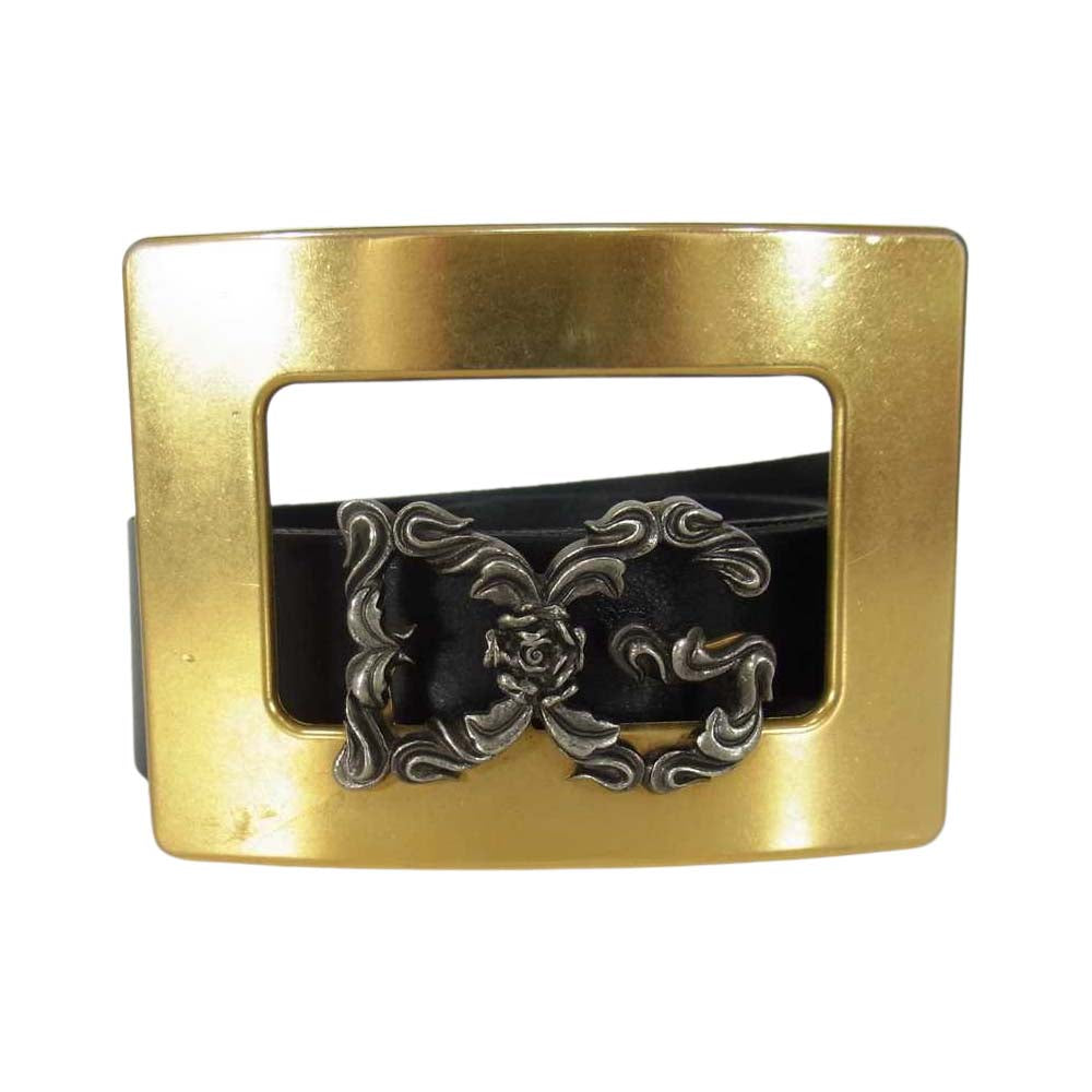 DOLCE&GABBANA ドルチェアンドガッバーナ ロゴ レザー ベルト ブラック系【中古】