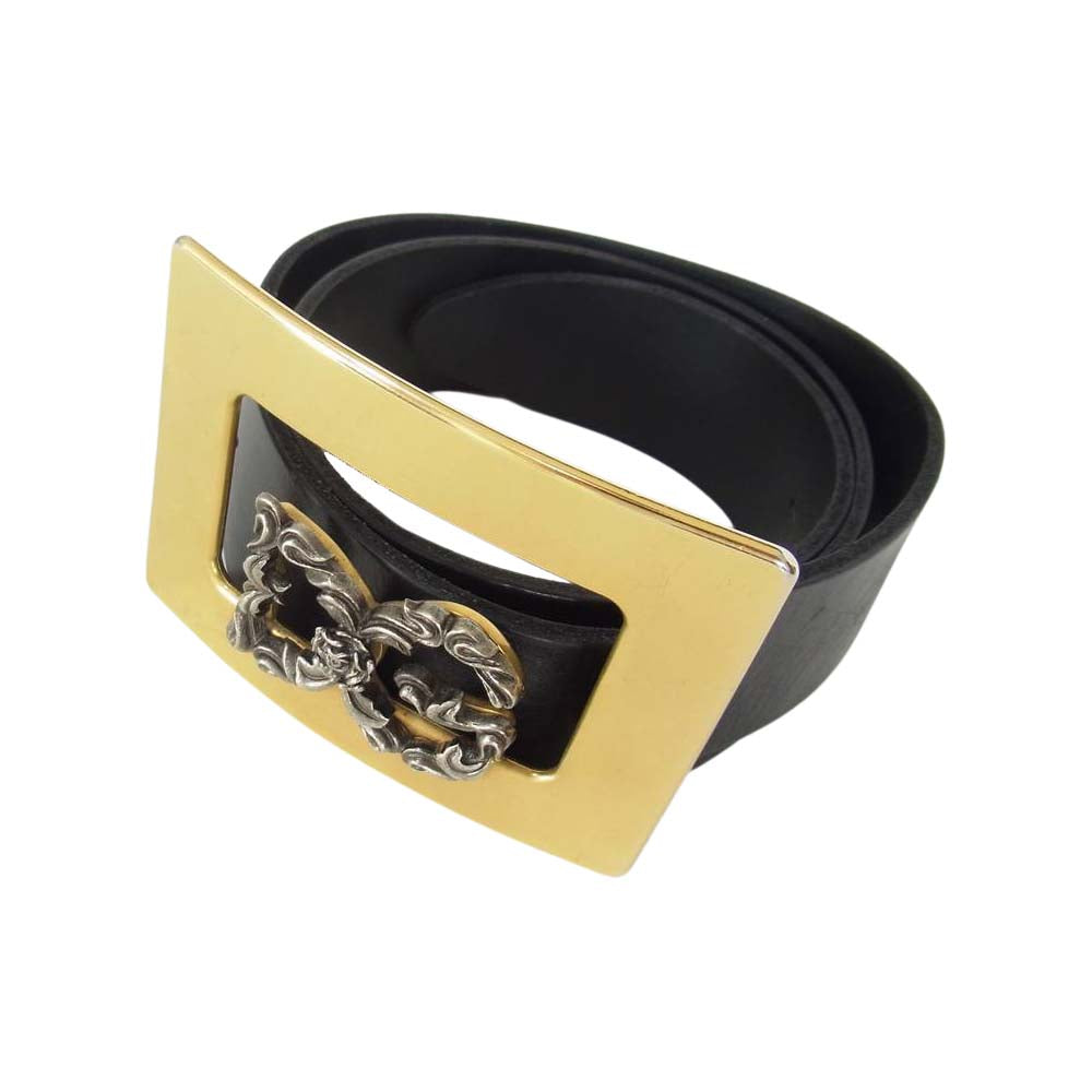 DOLCE&GABBANA ドルチェアンドガッバーナ ロゴ レザー ベルト ブラック系【中古】