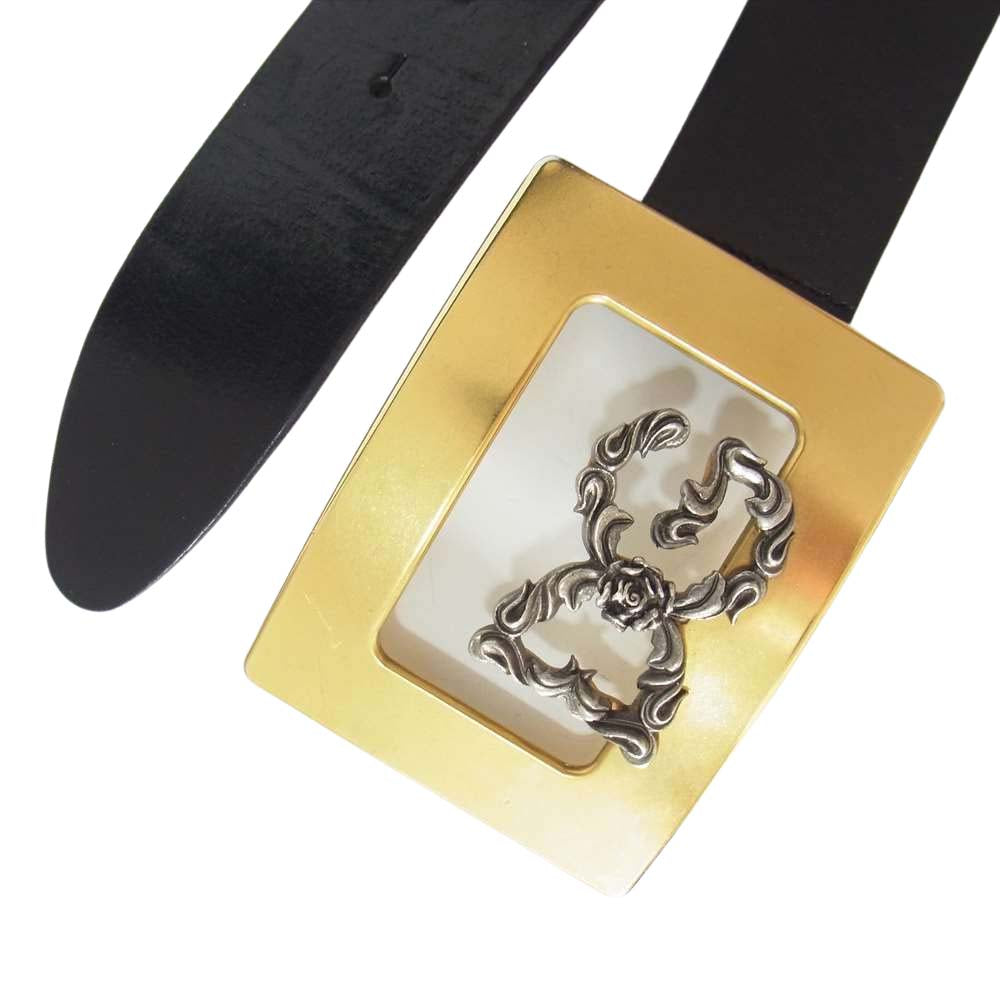DOLCE&GABBANA ドルチェアンドガッバーナ ロゴ レザー ベルト ブラック系【中古】